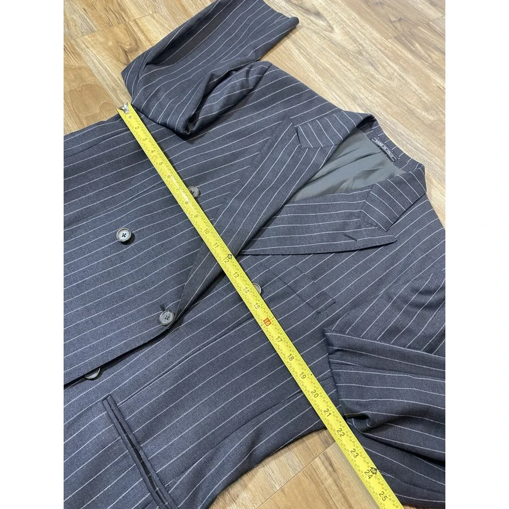 Vintage Angelico Made In Italy Double Breasted Wool Pinstripe Blazer Mens 40R